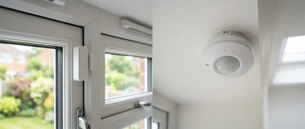 Sensore magnetico per finestra e rilevatore di movimento di un antifurto casa
